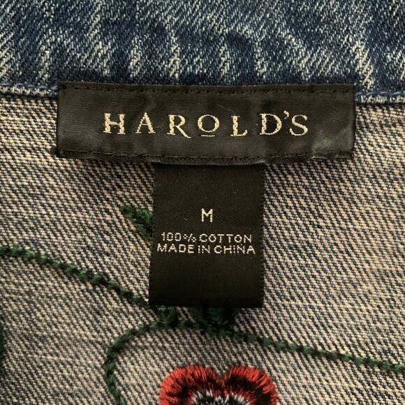 HAROLD'S Denim Jacket Coat Embroidered Floral Preppy Vintage Norman‎ Oklahoma - Picture 10 of 12